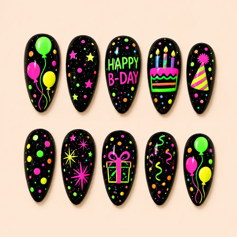 Preppy Birthday Cupcake Bow 3D Press On Nails