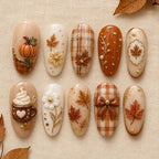 Pumpkin Spice Plaid 3D Thanksgiving Press On Nails — image 2