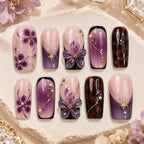 Purple Garden 3D Floral Press On Nails — image 2