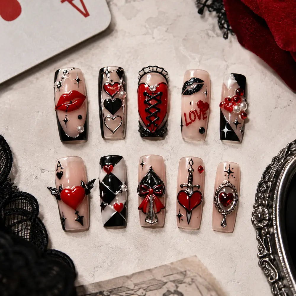 Queen of Hearts 3D Valentine Press On Nails — image 2