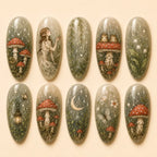 Rainy Woodland Mushroom & Forest Fairy Press On Nails