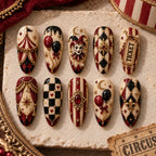Red and Black Carnival Jester 3D Press On Nails — image 2