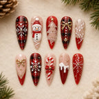Red Tartan Snowman Christmas 3D Press On Nails — image 2