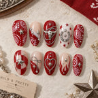 Red Western Rodeo 3D Rhinestone Press On Nails — image 2