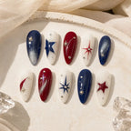 Red White & Blue Starburst Rhinestone Press On Nails — image 2
