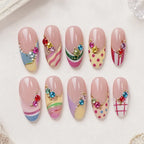 Colorful Y2K Geometric Rhinestone Press On Nails — image 2