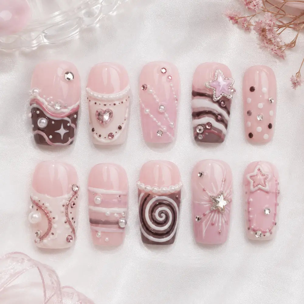 Y2K Star Heart 3D Rhinestone Press On Nails — image 2
