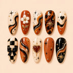 Retro Celestial Heart & Star 3D Press On Nails — image 1
