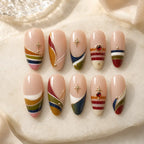 Retro Christmas Starburst French Tip Press On Nails — image 2