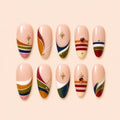 Retro Christmas Starburst French Tip Press On Nails — image 1