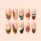 Retro Christmas Starburst French Tip Press On Nails — image 1