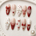 Romantic Red Heart & Bow 3D Press On Nails — image 2