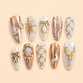 Rose Gold Snowflake Reindeer Christmas Press On Nails — image 1