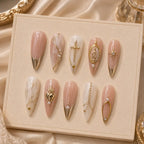 Sacred Heart and Cross Gold Chrome Press On Nails — image 2