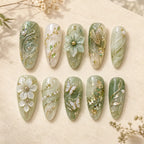Sage Botanical Butterfly 3D Floral Press On Nails — image 2