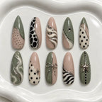 Sage Bow and Star 3D Press On Nails — image 2