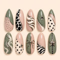 Sage Bow and Star 3D Press On Nails — image 1