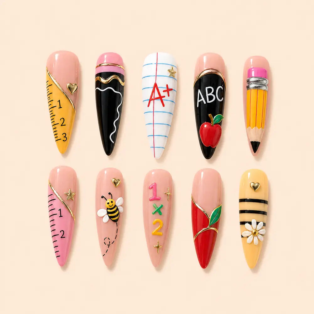 School Supplies 3D Back to School Press On Nails — image 1