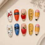 School Supplies and Apple 3D Press On Nails — image 2