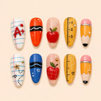 School Supplies and Apple 3D Press On Nails — image 1