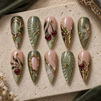 Sculpted Cherry Vine Sage Stiletto Press On Nails — image 2