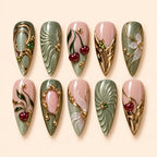 Sculpted Cherry Vine Sage Stiletto Press On Nails — image 1