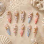 Sculpted Starfish & Seashell 3D Press On Nails — image 2