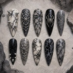 Silver Spiderweb Marble Stiletto Press On Nails — image 2