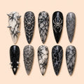Silver Spiderweb Marble Stiletto Press On Nails — image 1