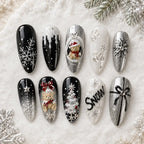 Snowy Teddy Christmas 3D Glitter Press On Nails — image 2