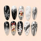 Snowy Teddy Christmas 3D Glitter Press On Nails — image 1