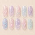Spring Pastel Leaf Opal Jelly Ombre Press On Nails