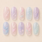 Spring Pastel Leaf Opal Jelly Ombre Press On Nails