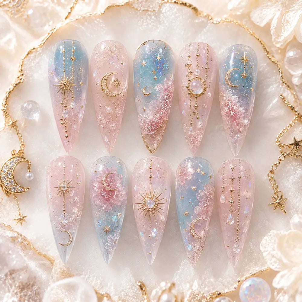 Starlit Blossom Charm Press On Nails
