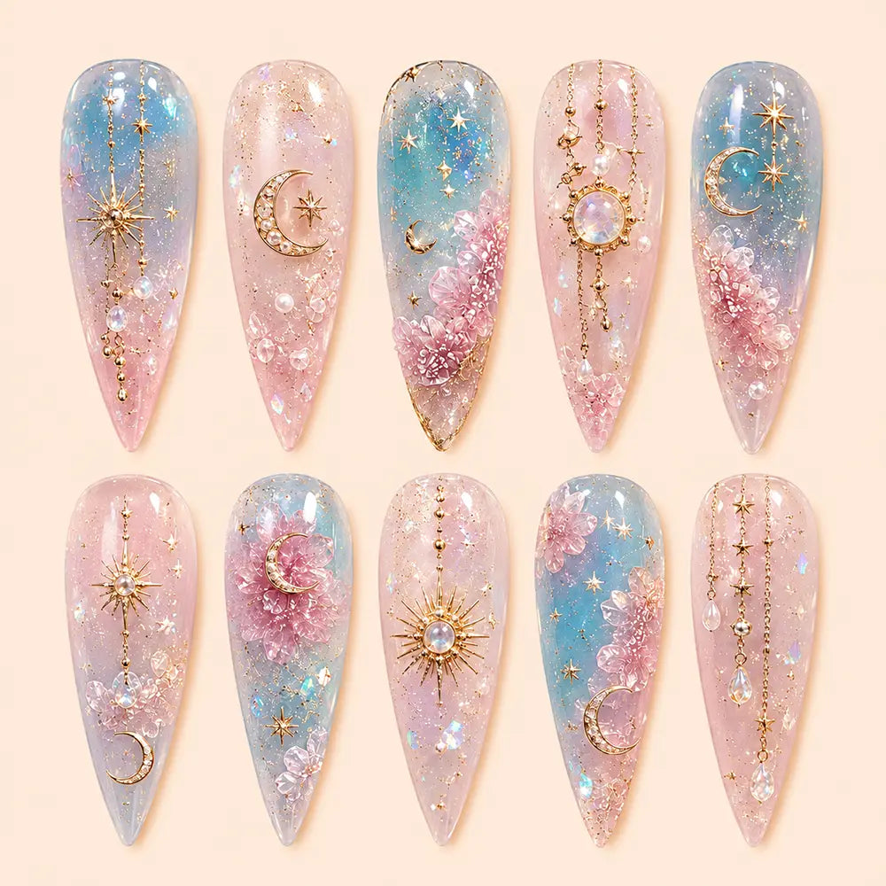 Starlit Blossom Charm Press On Nails