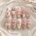 Strawberry Bow Heart Coquette Press On Nails — image 2