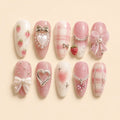 Strawberry Bow Heart Coquette Press On Nails — image 1