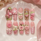 Strawberry Picnic Bears 3D Press On Nails — image 2