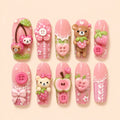 Strawberry Picnic Bears 3D Press On Nails — image 1