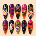Summer Halloween Floral Ghost Glitter Press On Nails