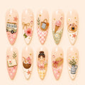 Summer Vacation Beach & Picnic 3D Pastel French Tip Press On Nails