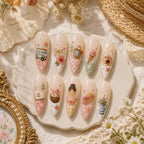 Summer Vacation Beach & Picnic 3D Pastel French Tip Press On Nails