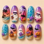 Summerween Beach Ghost 3D Ombre  Press On Nails