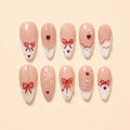 Sweetheart Ribbon French Tip Press On Nails — image 1