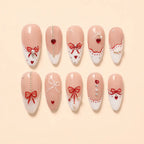 Sweetheart Ribbon French Tip Press On Nails — image 1