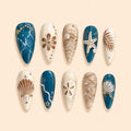 Teal Starfish and Seashell 3D Press On Nails — image 1