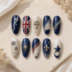 Union Jack Star Rhinestone Press On Nails — image 2
