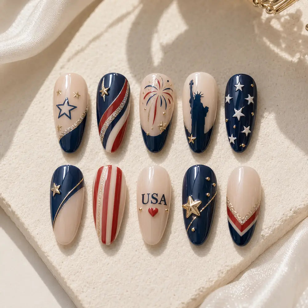 USA Stars and Stripes Patriotic Press On Nails — image 2