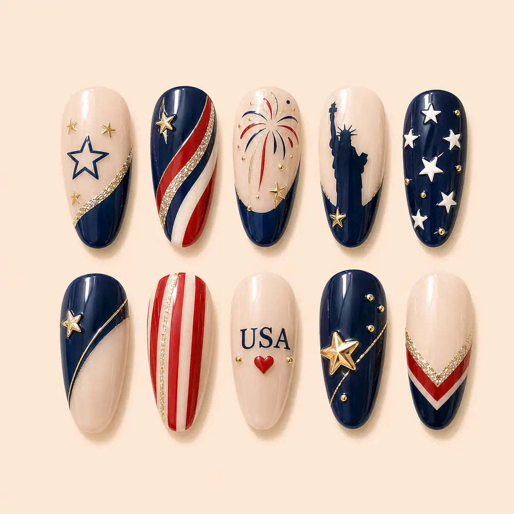 USA Stars and Stripes Patriotic Press On Nails — image 1