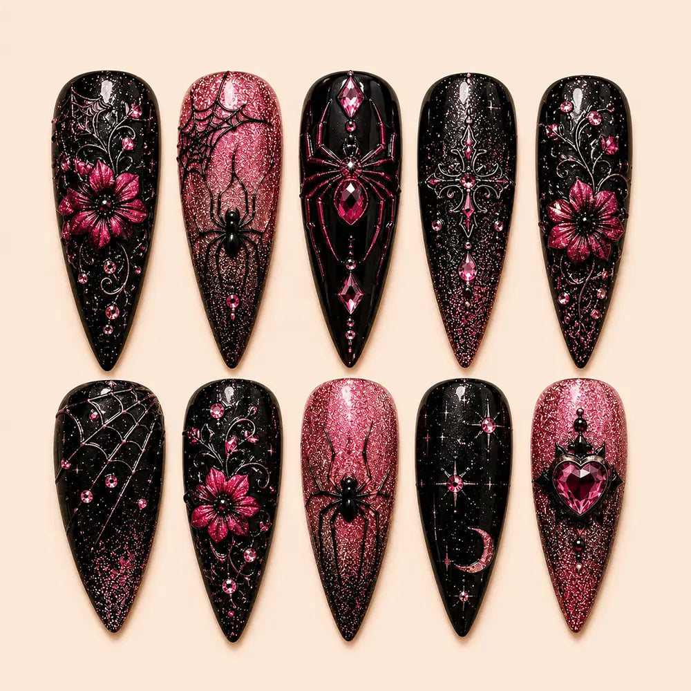 Western Halloween Ghost Cowboy Chrome Press On Nails